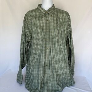 LL Bean Men XXL Tall Green Plaid Button Down Shirt Traditional Fit 503308 Cotton